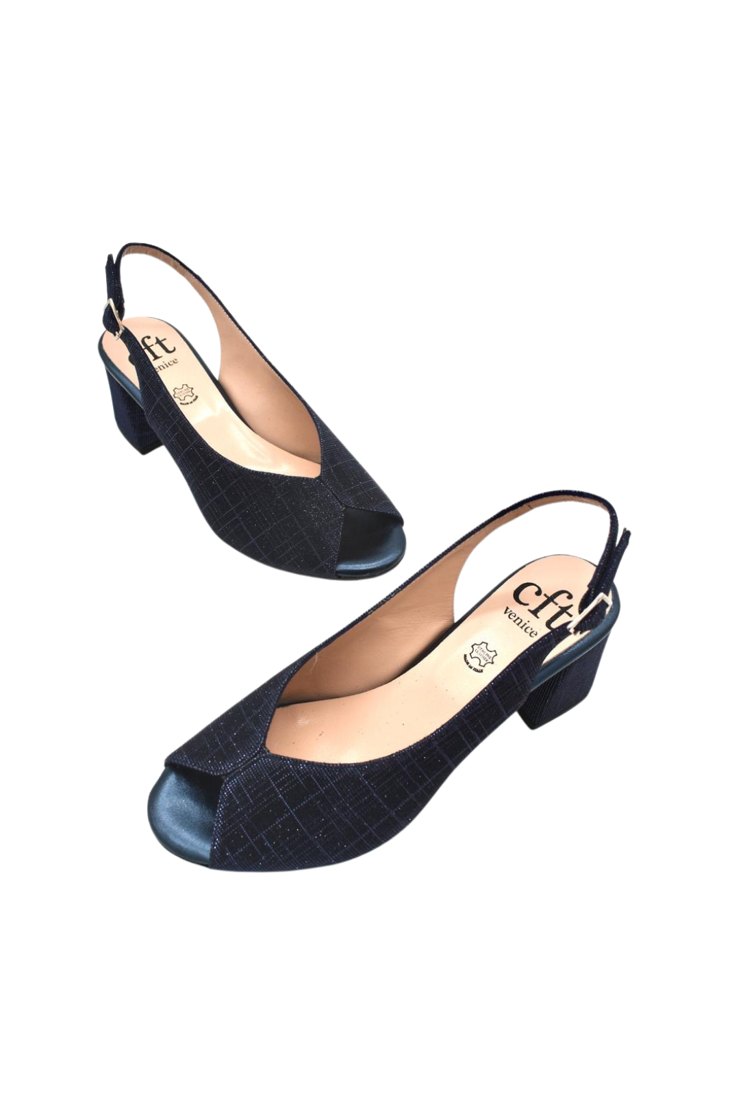 Sandali punta aperta da donna in pelle Confort