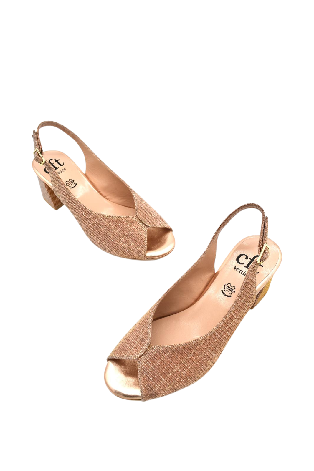 Sandali punta aperta da donna in pelle Confort