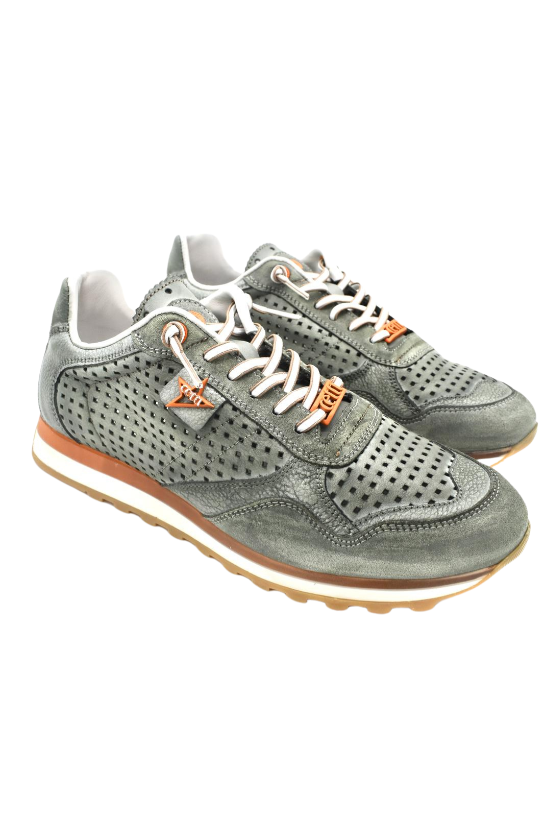 Sneakers da uomo in pelle traforata Cetti