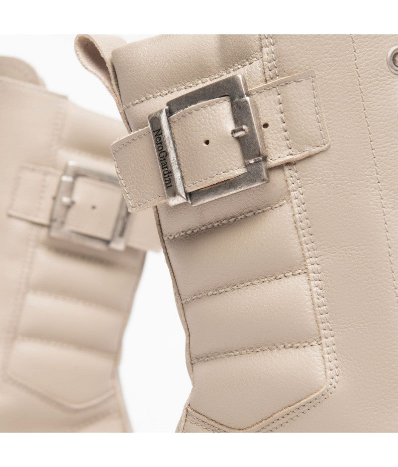 Anfibi alti allacciati con zip in pelle Nero Giardini