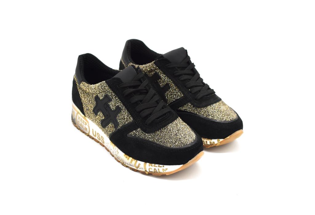 Sneaker da donna in camoscio e mesh Keep Calm