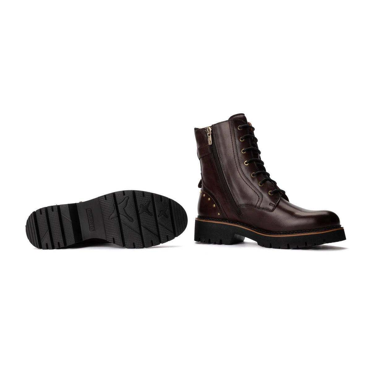 Stivaletti biker con lacci da donna in pelle Pikolinos