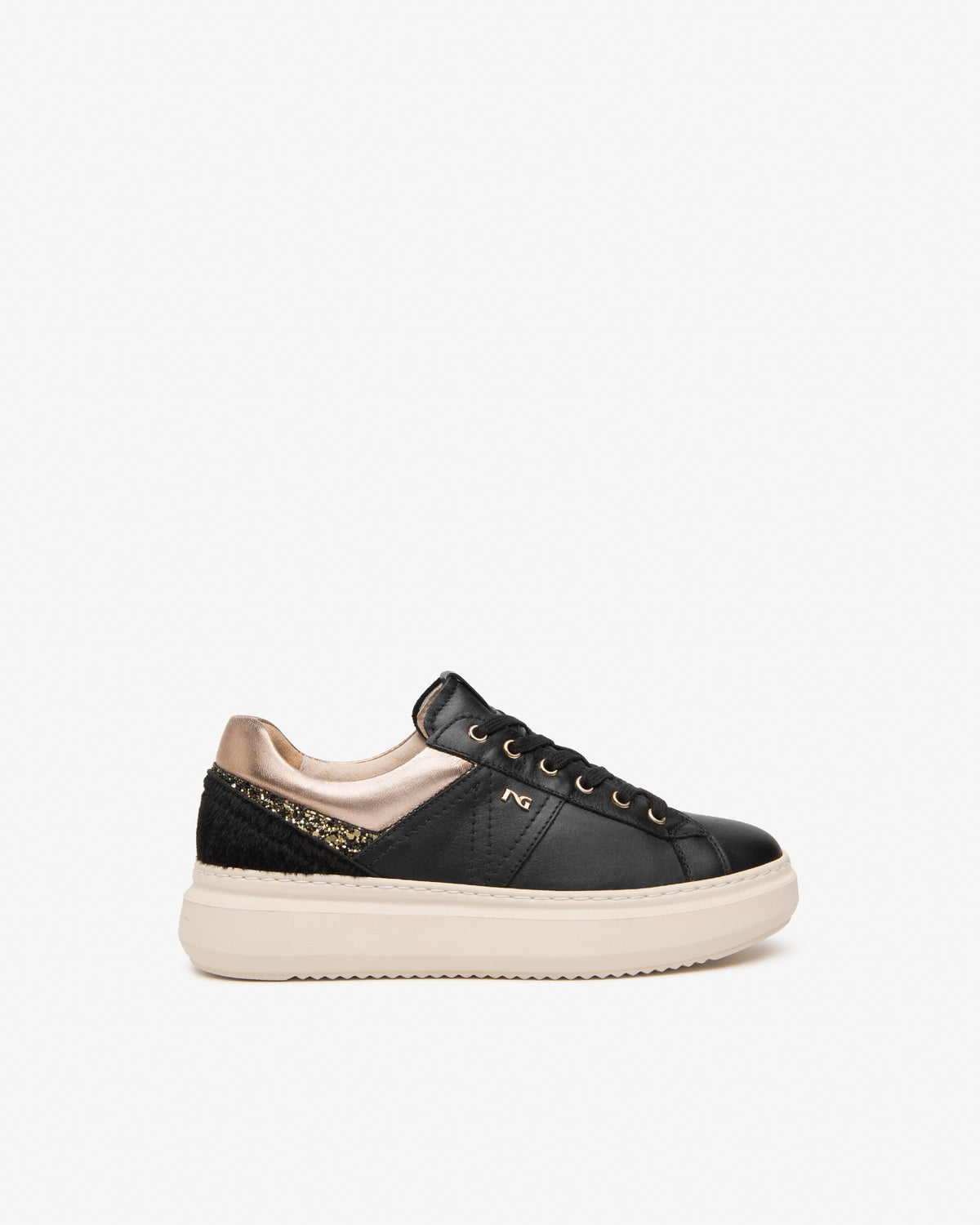 Sneakers da donna in pelle, camoscio e materiale tecnico NeroGiardini