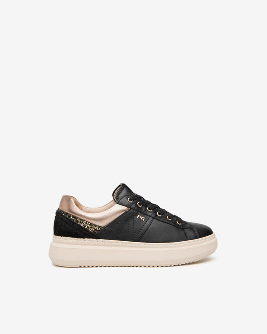 Sneakers da donna in pelle, camoscio e materiale tecnico NeroGiardini