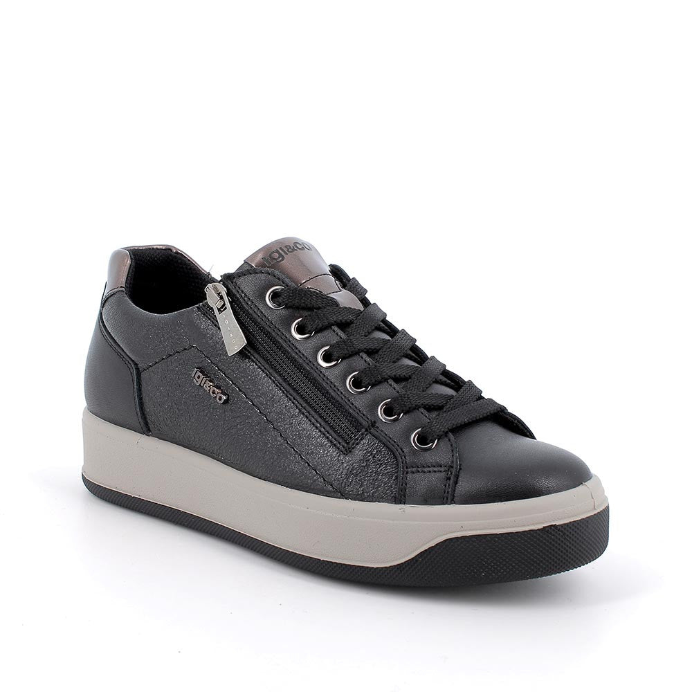 Sneakers da donna in pelle con zip laterale Igi&Co