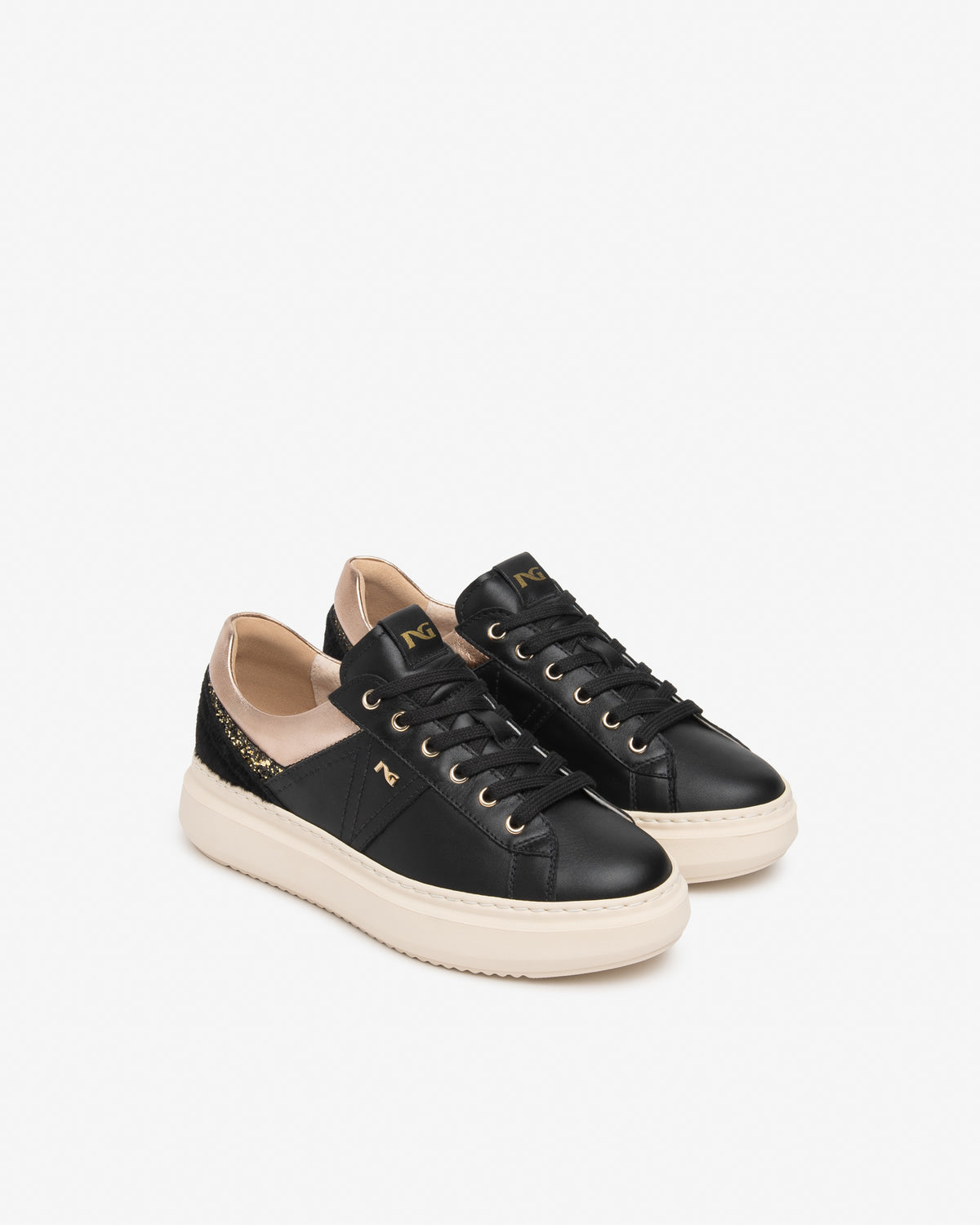 Sneakers da donna in pelle, camoscio e materiale tecnico NeroGiardini