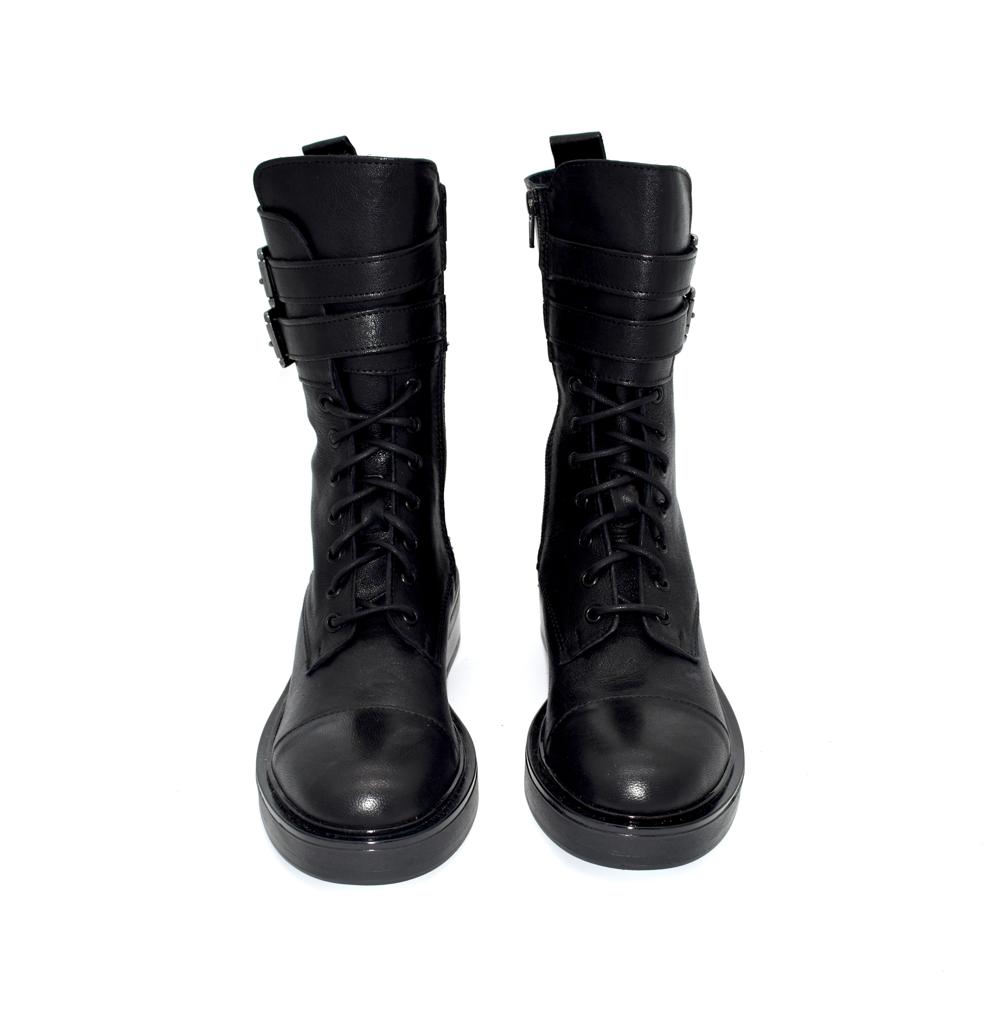 Stivaletto da donna allacciato con zip laterale e fibbie, in pelle Mad Mind