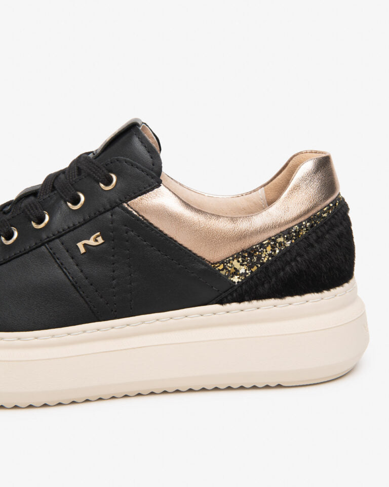 Sneakers da donna in pelle, camoscio e materiale tecnico NeroGiardini