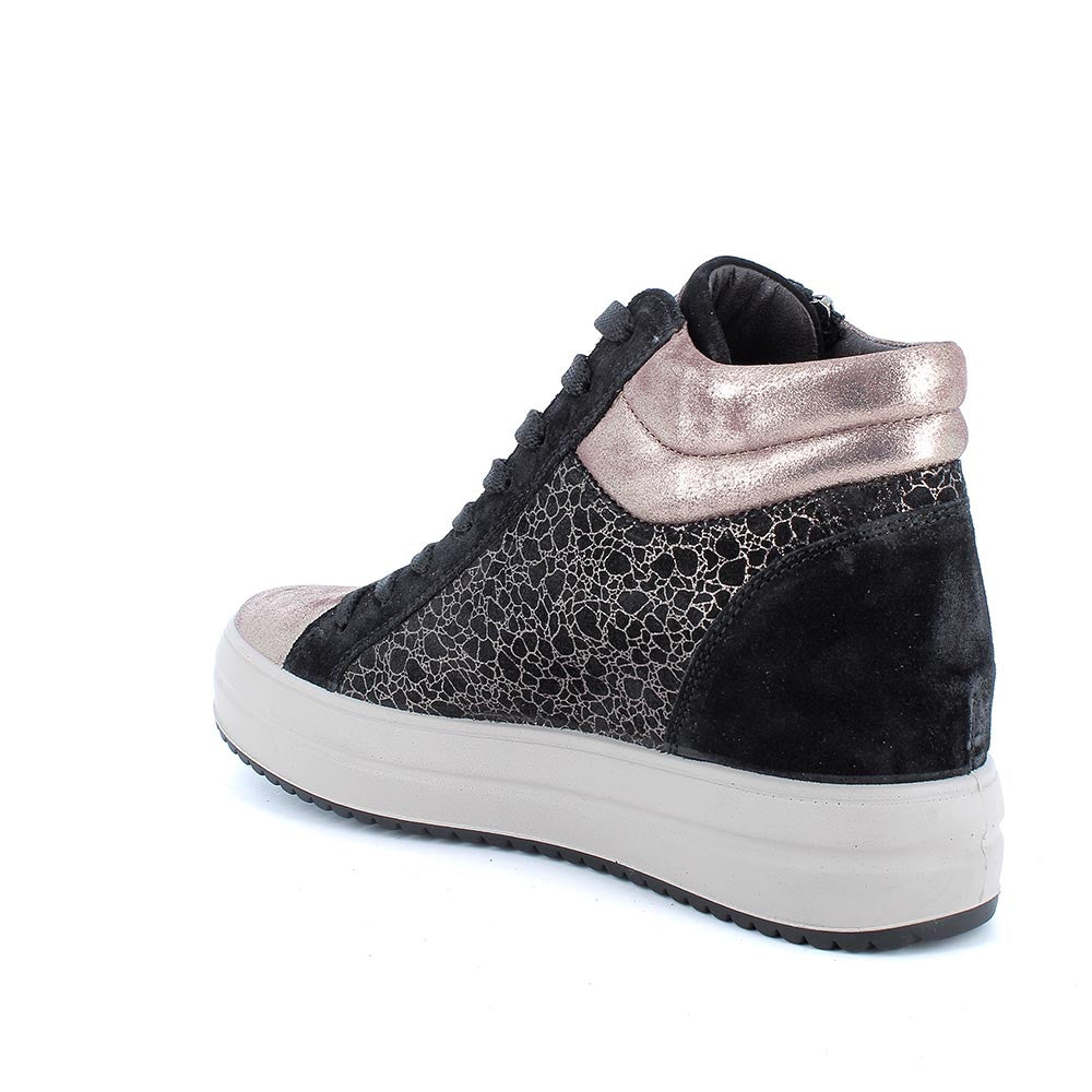 Sneakers alte da donna in pelle e camoscio Igi&Co