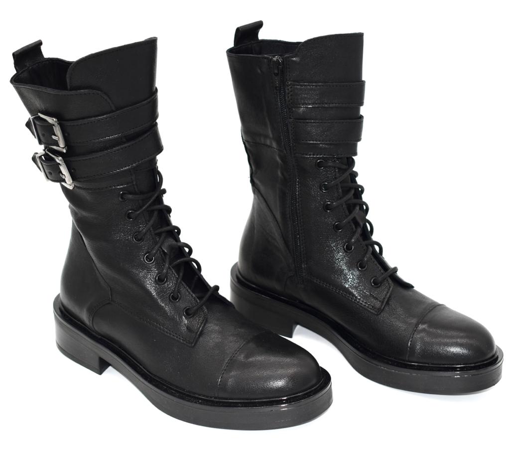 Stivaletto da donna allacciato con zip laterale e fibbie, in pelle Mad Mind