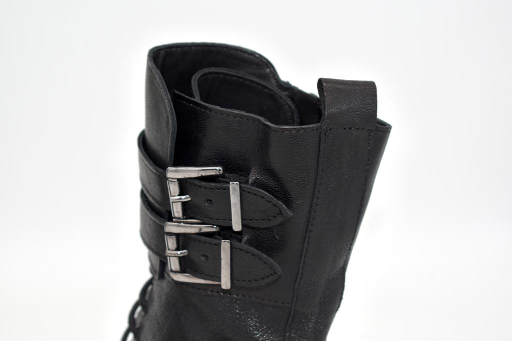 Stivaletto da donna allacciato con zip laterale e fibbie, in pelle Mad Mind