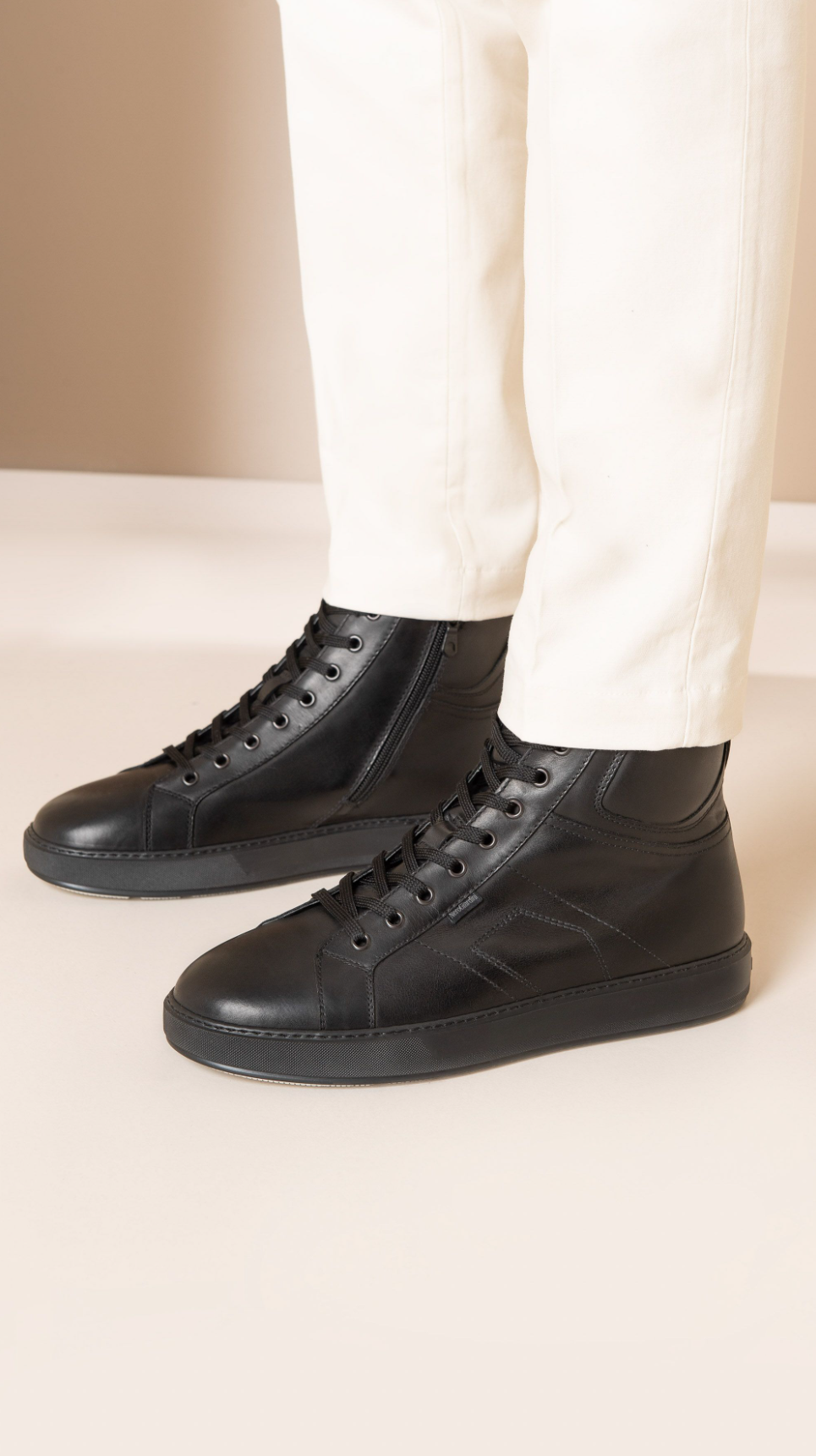 Sneakers alte da uomo in pelle Nero Giardini