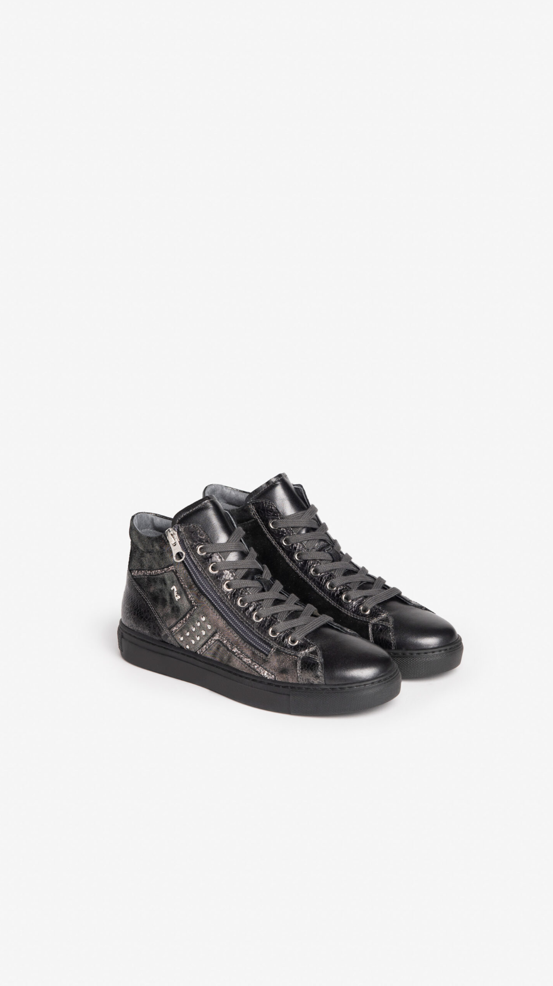 Sneakers alte da donna in pelle con zip Nero Giardini