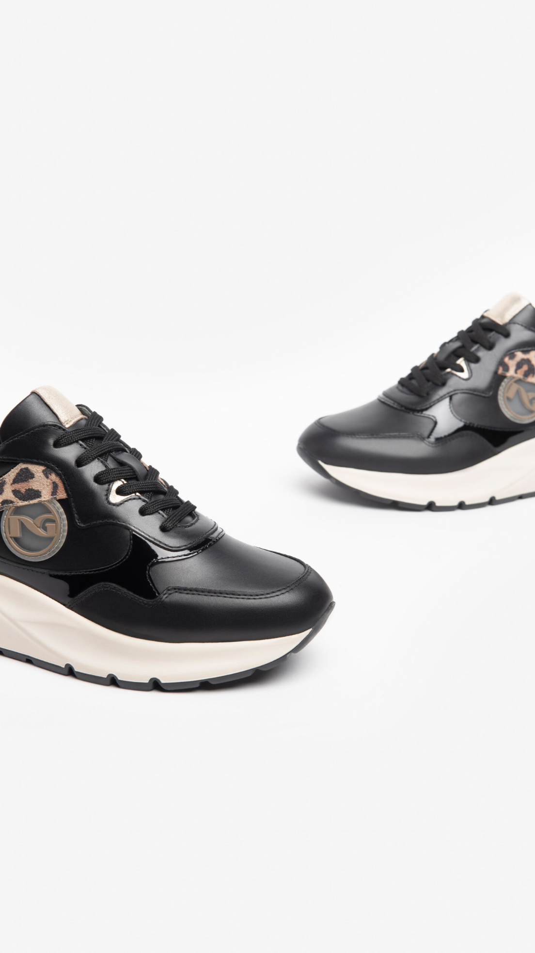 Sneakers da donna in camoscio, pelle e tela Nero Giardini