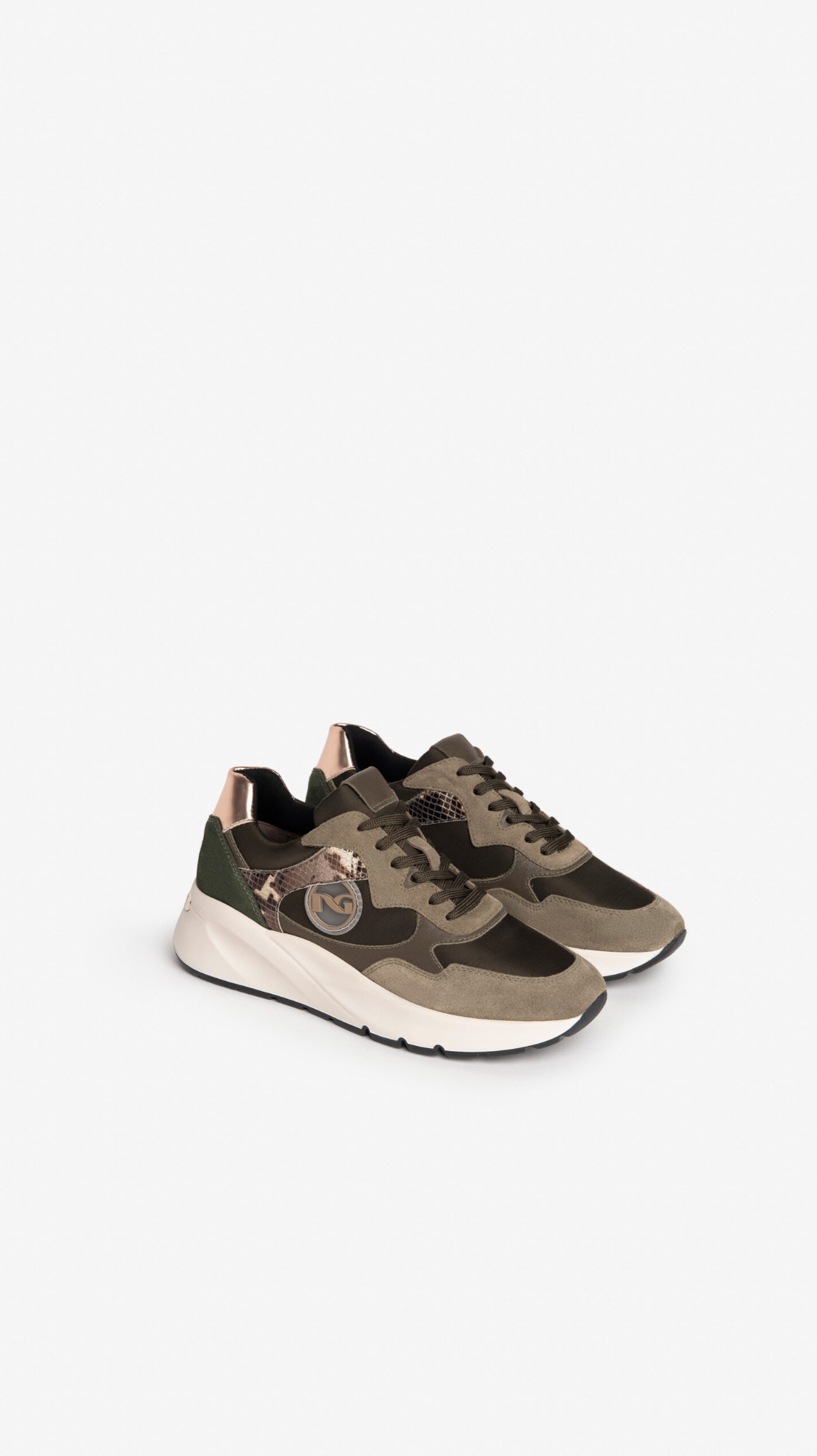 Sneakers da donna in camoscio, pelle e tela Nero Giardini