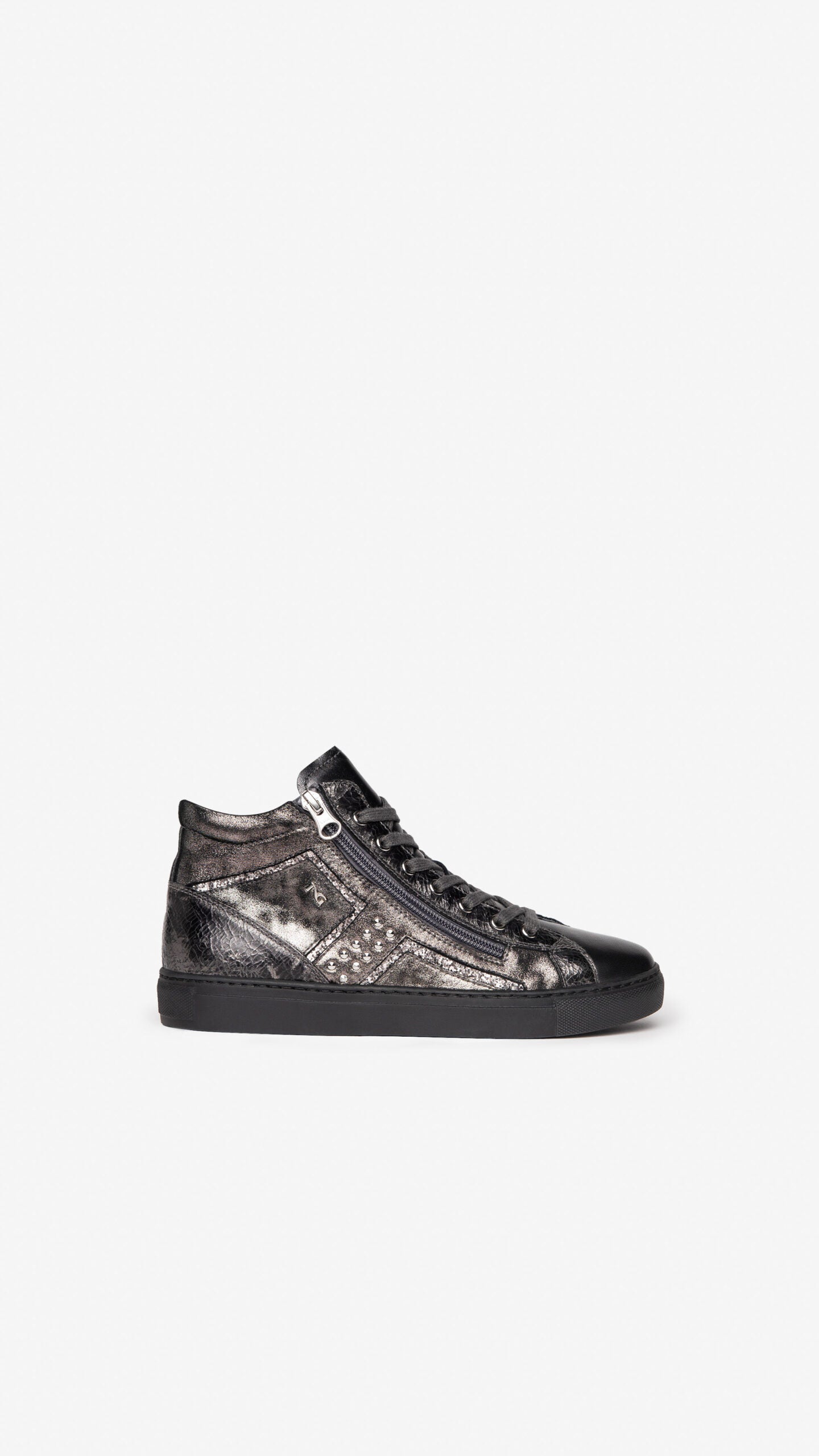 Sneakers alte da donna in pelle con zip Nero Giardini